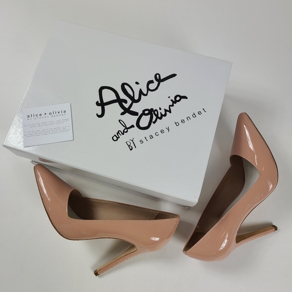 ALICE & OLIVIA Blush Pink Nude Dina Heels - 38.5 - Picture 2 of 8